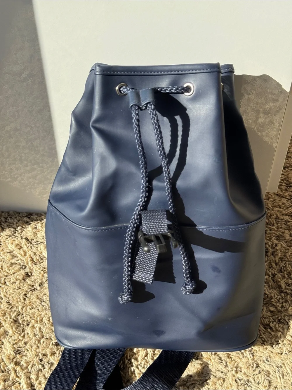 Vintage Y2K Polo Sport Ralph Lauren Navy Drawstring Backpack Bucket Bag USA Flag